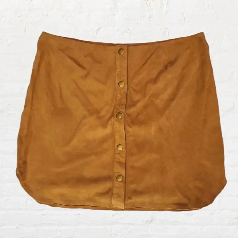 Joie | Sayra Suede Leather Skirt in Light Clove Sz L - Picture 2 of 7